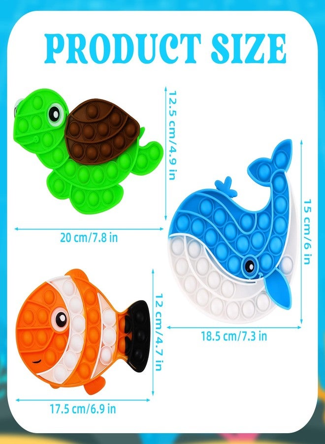DEARIDAP 3 PCS Ocean Animal Fidget Toys for Kids, Marine Push Bubble Fidget Toys, Silicone Squeeze Sensory Toys, Stress Relief Toy for Kids Adults School Classroom Gift Party Favors - Image 2
